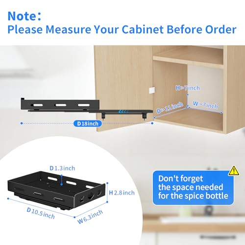 BOIVSHI Pull Out Spice Rack Organizer for Cabinet, Heavy Duty-Slide Out Spice Rack, Vertical Spice Rack for Kitchen Cabinet and Pantry (6.3''Wx10.5''Dx2.8''H, Metal Black) - size: 6.3''Wx10.5''Dx2.8''H,1 Tier