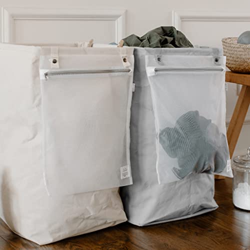 Full Circle Loads of Fun Collapsible Laundry Bag – Pop-Up Laundry Basket for Dirty Clothes & Towels– Organic Cotton with Long Handles - Ideal for Travel & Collapsing - Perfect for Bedroom or Dorm - color: Natural