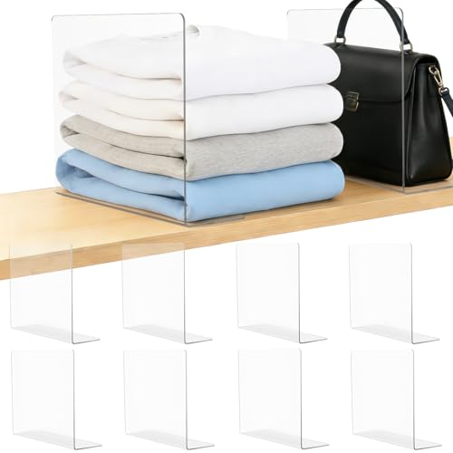 Shelf Dividers for Closet Organization: 12" Tall x 10" Deep Acrylic Closet Shelf Dividers for Clothes Sweater Purse - Clear Organizers and Storage Separators for Home Space Saver Enthusiasts - size: 12"Tall x 10"Deep