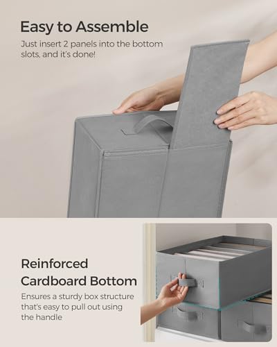 SONGMICS Set of 6 Large Size Wardrobe Clothes Organizers, 6-Compartment Foldable Drawer Organizers with Handles, 16.5 x 11.8 x 6.7 Inches, for Pants, Sweaters, Jeans, Dove Gray URUS009G03 - color: Dove Gray, size: 6 Pack