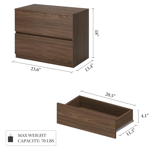 2 Drawer Dresser Chest, Small Low Dressers for Closet, Bedroom Wood Short Nightstands, Bedside Table Storage Cabinet for Home Office, Livingroom, Hallway, Kitchen, Classic Oak - color: Classic Oak, size: 13.4"D x 23.6"W x 18"H (2 Drawers)