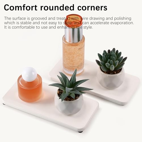 NiuYichee 2 Pcs Water Absorbing Stone Trays, Kitchen/Bathroom Sink Soap Dish, Diatomite Tray Used for Hand Soap & Cosmetic Bottles in The Modern Home, 4" W x 8.3" L, White - color: White, size: 8.3" x 4"