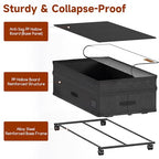 Under Bed Storage with Wheels, Adjustable Height Underbed Storage Containers, 2 Pack 65L Bins, Heavy-Duty 600D Fabric & Steel Frame for Clothes, Shoes, Bedding