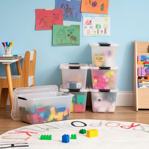 IRIS USA 6-Pack Clip Box with Latching Lids, 13 Quart Craft Storage Bins, Art & Writing Supply Containers for Home, Office & Classroom Organization - size: 13.5 Qt, style: 6 Pack