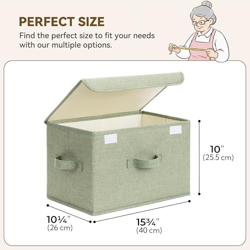 GRANNY SAYS Stoarge Basket with Lid, Decorative Storage Boxes, Closet Storage Bins for Clothes, Collapsible Stackable Organization, Sage Green&Dark Green, 2-Pack - color: Sage Green&Dark Green, size: Large-2 Pack