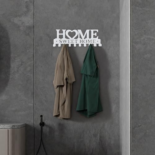 Key Holder Wall Mounted with Screws and Anchors, White Multifunctional Key Hanger with 10 Hooks, Entryway Front Door Kitchen Hallway Garage Office - color: Home-1 White