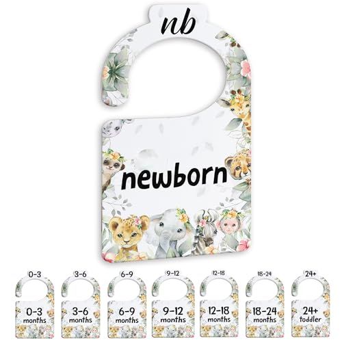 Jungle Animals Baby Closets Organizer, Nursery Closets Dividers for Newborn to 24 Months, Greenery Hangers with Double Size Dividers - color: Green