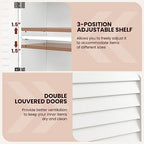 Tangkula Wall Mounted Bathroom Cabinet with Open Shelf & Bar, Medicine Cabinet with Double Louvered Doors, Wall Storage Cabinet with Adjustable Shelf, for Bathroom Living Room Kitchen (White) - color: White