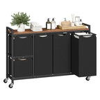 HOOBRO Laundry Sorter with 5 Sections, 45.5 Gal. (170 L) Laundry Hamper with Wheels and Shelf, Large Capacity, Laundry Basket with Removable Bags, 44.1"L x 11.8"W x 31.5"H, Rustic Brown, BF26XY01