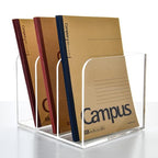 3 Vertical Compartments Clear Acrylic Magazine & File Holder – Multipurpose Desk Organizer for Documents, Tablets, Magazines, Books – Office/Home/Classroom Rack - size: B5, 3 Sections