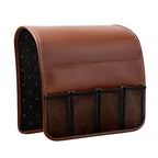 Anti-slip Sofa Armrest Bag with 5 Pockets Leather Remote Control Holder Organizer for Tablet Magazine Newspaper Glasses Earphone