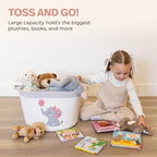 Elephant Storage Basket for Nursery – Large 15”x11” Cotton Rope Bin with Soft Felt Elephant Patch – Toy Organizer, Baby Laundry Hamper, Diaper & Towel Holder – Foldable, Washable & Baby-Safe - color: Girl Elephant