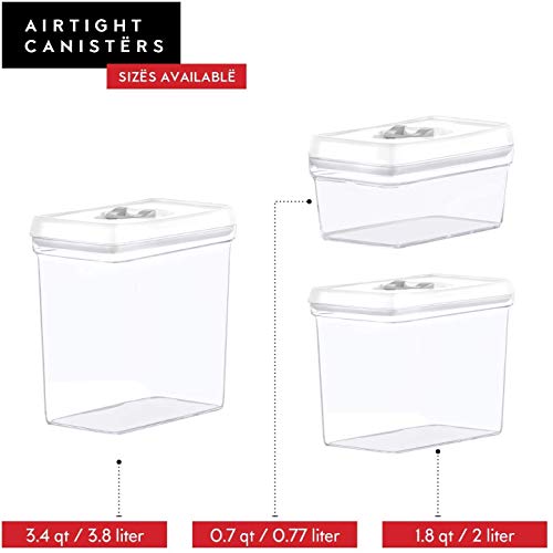 DWËLLZA KITCHEN Airtight Food Storage Containers with White Lids 2L - 4 Pc Clear Plastic Pantry Snacks Kitchen Container, Baking Supplies, 4LB Sugar & Flour Canister BPA-Free - color: 04 - 2 Liters (Set of 4)