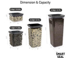Neoflam Airtight Smart Seal Food Storage Container (Set of 3) | Crystal Clear Body, Matte Black Lid | Modular, Stackable, Nestable Design | Easy to Clean, BPA Free (Square, 1.4L)
