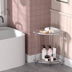 Acrylic Corner Shower Stool, Clear Shower Bench for Inside Shower, Non-Slip Waterproof Shower Stool Towel Storage