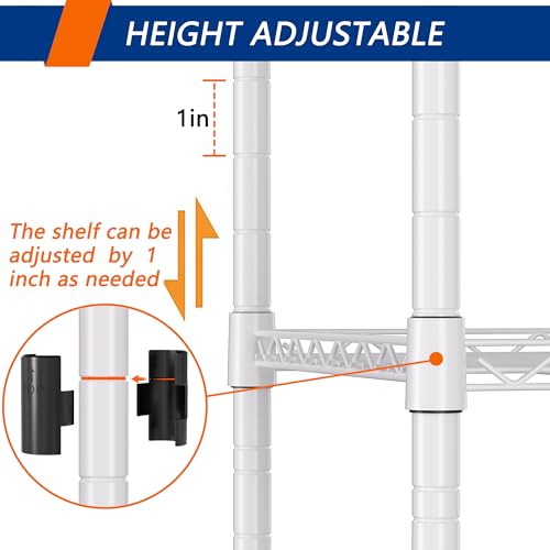 REGILLER 5-Wire Shelving Metal Storage Rack Adjustable Shelves,Standing Storage Shelf Units for Laundry Bathroom Kitchen Pantry Closet(White,11.8" D x 16.6" W x 53.5" H) - color: White, size: 5tier 11.8"D x 16.6"W x 53.5"H