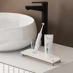 Kitchen Sink Caddy Water Absorbing Stone Tray For Sink, Diatomite Bathroom Countertop Tray Organizer, Faucet Stone Drying Mat Coaster Soap Dish Sponge Dispenser Holder (White) - color: White