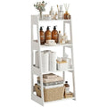 4-Tier Ladder Shelf, White Bathroom Shelves Freestanding Open Shelving Unit Bookshelf, Side End Table for Living Room Kitchen Bathroom(11.8”D x 15.7”W x 38.6”H) - size: 11.8"D x 15.7"W x 38.6"H