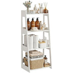 4-Tier Ladder Shelf, White Bathroom Shelves Freestanding Open Shelving Unit Bookshelf, Side End Table for Living Room Kitchen Bathroom(11.8”D x 15.7”W x 38.6”H) - size: 11.8"D x 15.7"W x 38.6"H