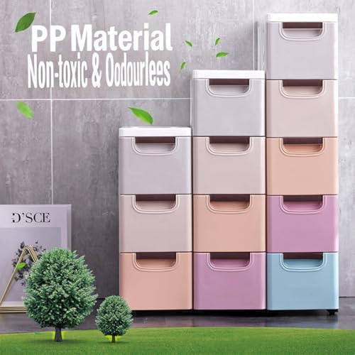 5 Drawers Stackable Storage Drawers Plastic Storage Drawers Collapsible Storage Bins Plastic Clothes Organizer Drawers Storage for Living Room,Bedroom,Office (Light Colors, 7.87" W) - color: Light Colors, size: 7.87" W