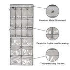 Extra Large Hanging Crystal Clear Over Door Shoe Organizer, Closet Shoe Rack with 12+6 Pockets, 8 Hooks, Grey (59"x 21.6") - color: A-grey&Clear