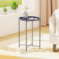 Garden 4 you Small Side Table, Blue Mini Round End Table, Tray Table with Metal Frame, Modern Nightstand for Living Room, Bedroom, Patio, Small Space, 1pcs - color: Blue, size: 1 PCS