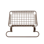 Spectrum Grid Medium Over Cabinet Hanging Basket & Towel Bar for Inside The Kitchen Bath Storage, Easy Install Cabinet Door Wire Metal Basket Hanger with Towel Holder for Kitchen Bathroom, Bronze