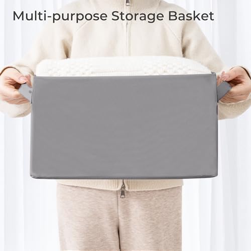 Storage Basket Bins with Metal Frame, Large Collapsible Fabric Storage Baskets for Organizing Shelf, Basket Organizer W/Handles for Blankets, Towels, Laundry, Shelves, 9-Pack, Grey - color: Gray, size: 9 PACK