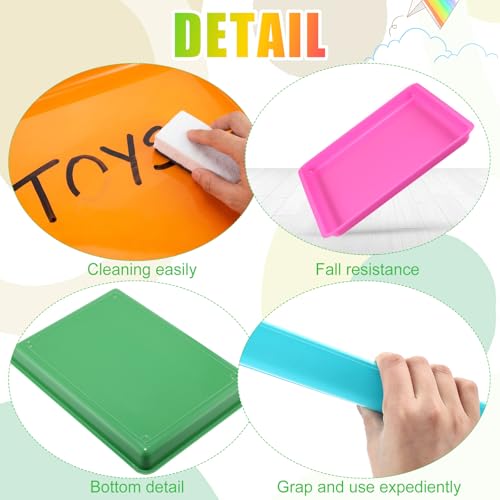 Maitys 15 Pcs Flat Plastic Trays 16.1 x 11.8'' Sensory Storage Paper Tray Stackable Classroom Bins for Office Home Organizer Crafts Supplies(Vibrant Color) - color: Vibrant Color