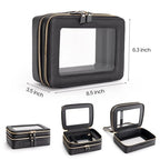 Aveniee Clear Makeup Bags,Double Layer Cosmetic Bags with Separate Brush Compartment,Large Travel Toiletry Bag Cosmetic Case,Travel Accessories Organizer for Women,2 Layers,Black - color: Black, style: Dual Layer