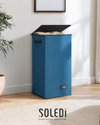 SOLEDI Slim Laundry Hamper with Lid, Narrow Laundry Basket with Removable Bags, Dirty Clothes Hamper with handle, Small Hamper perfect for Laundry room, Bathroom, Bedroom, Small spaces. 70L Blue - color: Blue, size: 70L