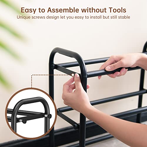 Gonfoam 3-Tier Expandable Shoe Rack,Adjustable Shoe Shelf Storage Organizer Heavy Duty Metal Free Standing Shoe Rack for Entryway Closet Doorway (Black) - color: Black, size: 3 Tier