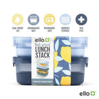 Ello 2-Pack Lunch Stack Plastic Food Storage Container Bento Box with Airtight, Leak-Proof Locking Plastic Lids and Silicone Base, BPA-Free, Freezer, Microwave, and Dishwasher Safe, Blueberry - color: Blueberry