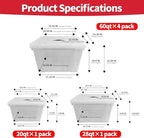 288QT Set Heavy-Duty Stackable Clear Storage Bins with Lids -Clear Plastic Organizing Containers for Home, BPA-Free, Pull Handles and Secure Latches - style: 288QT (60QT X 4 Pack+28QT+20QT)