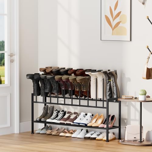 DIMJ Boot Rack 3-Tier - Black Metal Boot Storage Rack for Tall Boots Organizer Tall Boots, Multiuse Shoe Rack for Boots, Sneakers, High-Heels, Entryway, Fit for 10 Pairs, Black - size: 3-Tier 10 Pair