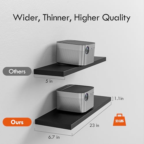 YUFLINX 23’’Black Floating Shelves for Wall,Rustic Wood Shelf for Room Decor/Storage/Display,Small Bookshelf,Wall Mounted Hanging Shelves for Bedroom, Bathroom, Living Room, Kitchen,Set of 4 - color: Black, size: 23in