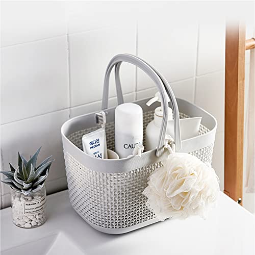 UUJOLY Portable Shower Caddy Basket Tote, Plastic Storage Basket with Handles Organizer Bins for Kitchen Bathroom College Dorm, Grey 2 Pack - color: Grey, size: 2 Pack