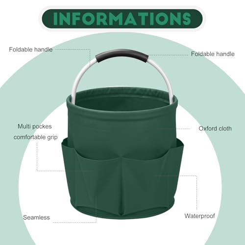 Cleaning Caddy for Cleaning Supplies,17L Cleaning Supply Caddy with Handle Foldable Cleaning Supplies Organizer Bucket Cleaning Products Organizers for Home, Garden (Grass Green) - color: Grass Green