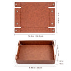SANQIANWAN PU Leather Valet Tray Small NightStand Bedside Entry Table Trya for Phone Jewelry Glasses Keys and Coins Father's Day Birthday Gifts (Brown) - color: Brown