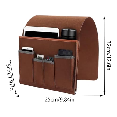 Multifunctional Sofa Organizer - Non Slip Armrest Storage Bag, Convenient Couch Pocket for Remote, Phone, and Accessories, Sturdy Design, Best for Recliner, Home, Use - color: Brown