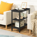 HOOBRO End Table, Simple Rustic Side Table with 3-Tier Storage Shelf, Narrow Nightstand for Small Spaces, Easy Assembly, for Living Room, Bedroom, Metal, Industrial Design, Black BB14BZ01 - color: Black