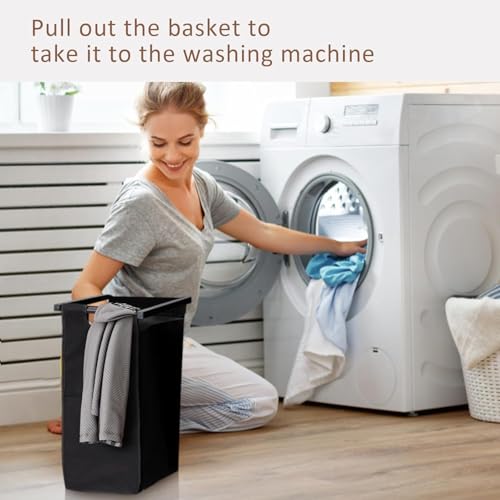 Laundry Sorter Basket with 2 Compartments & Detachable Liners, 2 x 12.1 Gal, Pull-Out Oxford Fabric Bins with Ventilated Shelf for Bathroom/Laundry Room Organization - size: 28.6''L x 13''W x 28.4''H