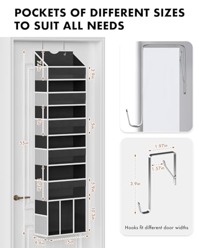Over The Door Organizer Hanging 6-Shelf Storage Organizer with 50lb Heavy Duty Perfect for Bathroom Closet Nursery Bedroom Laundry Pantry (Black, 1 Pack) - color: Black, size: 1 Pack - 6 Tier
