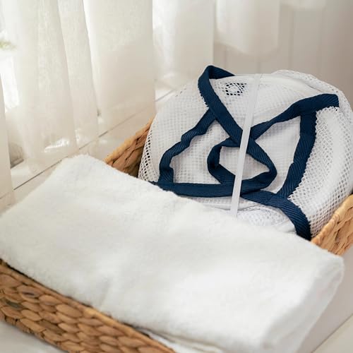 Pop-Up Mesh Laundry Basket with Triple Compartments, 3 Section Sorting Hamper, White, 16" x 16" x 28"