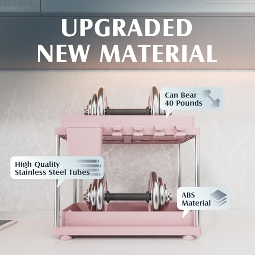 VERIFOST Under Sink Organizer, 2 Pack Kitchen and Bathroom Cabinet Organizer, 2 Tier Adjustable Height Storage, Pink - color: Pink