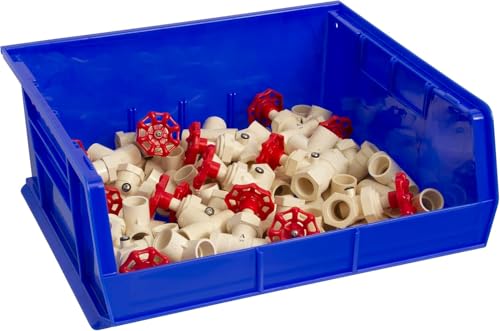 Akro-Mils 30250 AkroBins Plastic Storage Bins, Space-Saving Stackable Bins for Garage, Pantry, Craft Organization, 15" x 16" x 7", Blue, 6-Pack - color: Blue