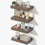 Floating Shelves for Wall, Bathroom Shelves Over Toilet, Wall Shelves & Book Shelf, Hanging Shelf, Modern Wooden Wall-Mounted Small Floating Shelves, 12x7x1.5 in (Smoke Gray, Set of 4) - color: Smoke Gray, size: 12"(set of 4)