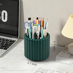 Anyoifax 360° Rotating Pen Holder 7 Slots Desk Organizer Removable Pencil Cup Plastic Art Supplies and Accessories Desktop Storage Box Caddy for Office, School, Home (Teal Green) - style: Stripe Teal Blue