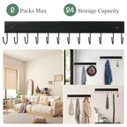 2 Pack Purse Organizer Wall Mount with 24 Rotating 180° Coat Rack, 14.6" Wooden Entryway Purse Holder, Wall Hooks for Hanging Belts, Ties, Keys, Scarf, Bras, Bag, Space Saving Hanger (Black) - color: Black