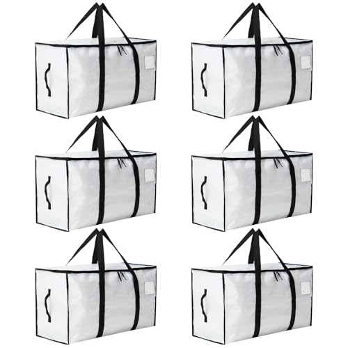 Moving Bags Heavy Duty Extra Large, Moving Boxes, Moving Supplies Essentials, Blue Storage Bins with Lids, Plastic Packing Totes, Storage Bags for Clothes with Handles & Zippers(White, 6 Pack) - color: White, size: 6 Pack